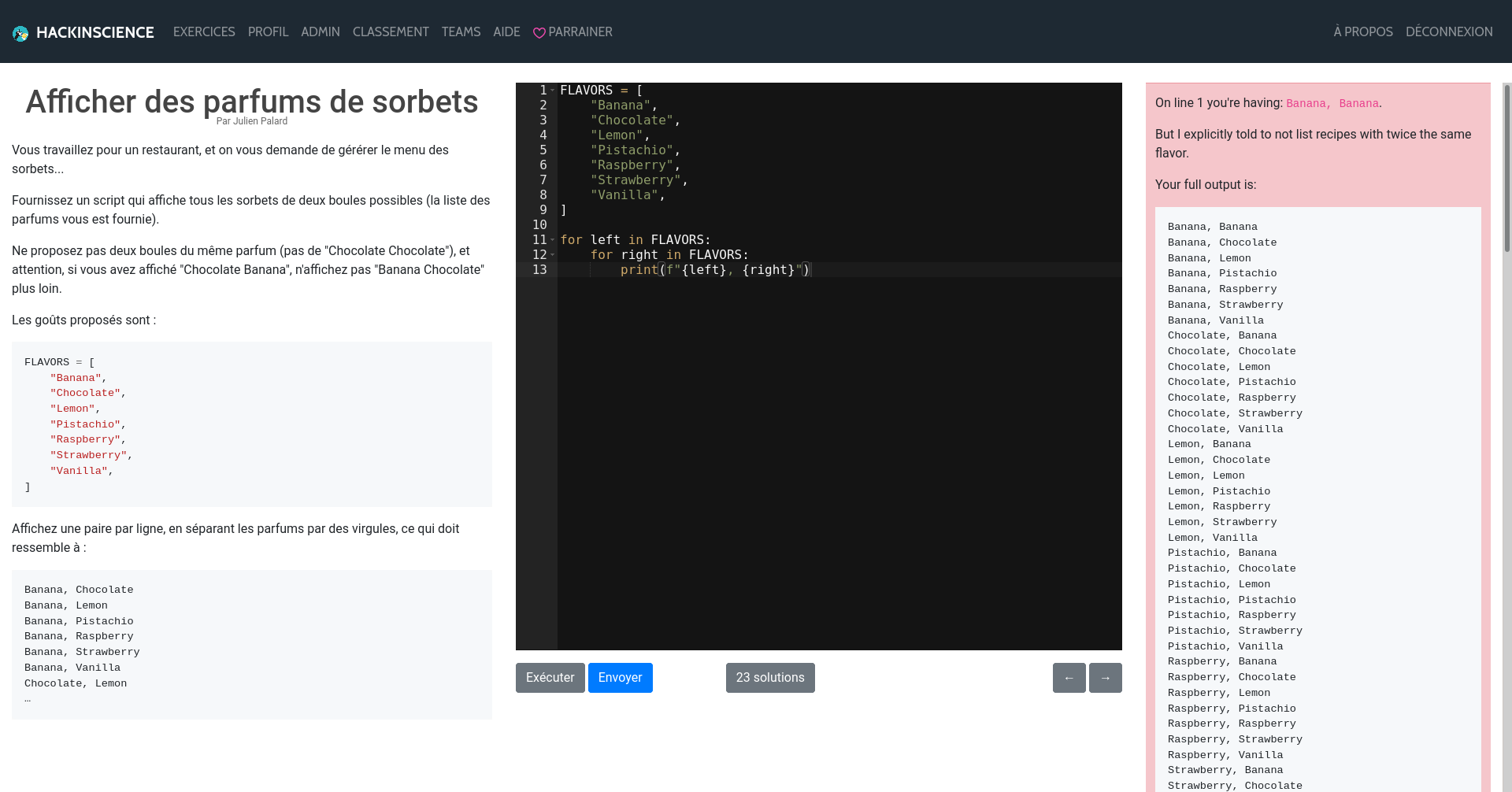 Un exercice hackinscience